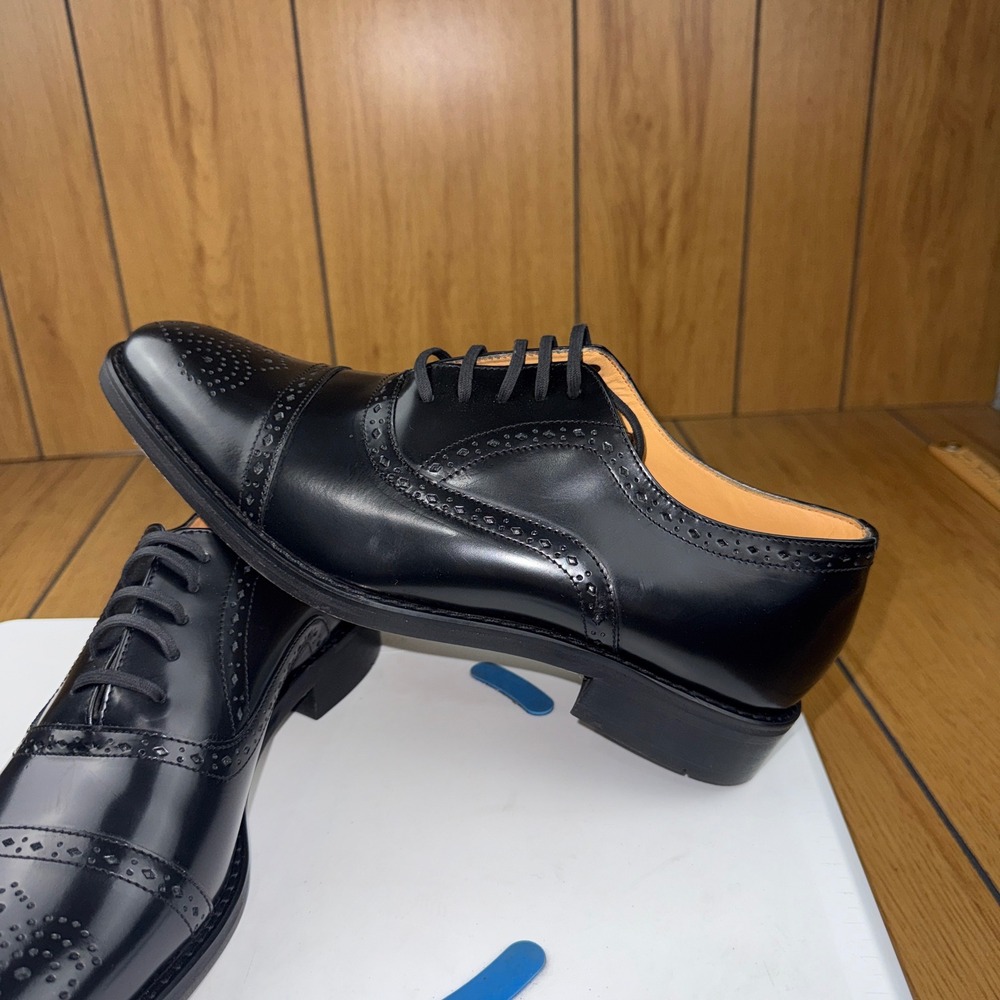 Express Mens Black Leather Brogue Cap Toe Oxford Dress Shoes 34468418 Size 8